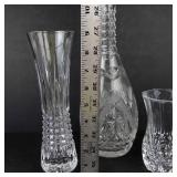 3-Piece Diamond-Cut Glass Vase Set Tall, Medium & Small Crystal Vases