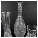3-Piece Diamond-Cut Glass Vase Set Tall, Medium & Small Crystal Vases