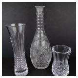 3-Piece Diamond-Cut Glass Vase Set Tall, Medium & Small Crystal Vases