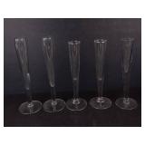 Champagne Flutes - Tall Clear Glass Stemware (Lot of 5)