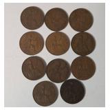 11-Old British Pennies - 97% Copper
