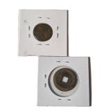 1-Chinese 1644-1912 from Qing dynasty Cash Coin and 1-Rare Minted in USA 1943 Curacao Bronze 1 cent Coin