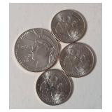 1 -2026D Semi quincentennial "Enduring Liberty" Half Dollar / 3- 2026 US Quarters commemorating the 250th Anniversary of the signing of the Mayflower Compact - AU