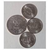 1 -2026D Semi quincentennial "Enduring Liberty" Half Dollar / 3- 2026 US Quarters commemorating the 250th Anniversary of the signing of the Mayflower Compact - AU