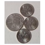 1 -2026D Semi quincentennial "Enduring Liberty" Half Dollar / 3- 2026 US Quarters commemorating the 250th Anniversary of the signing of the Mayflower Compact - AU