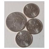 1 -2026D Semi quincentennial "Enduring Liberty" Half Dollar / 3- 2026 US Quarters commemorating the 250th Anniversary of the signing of the Mayflower Compact - AU