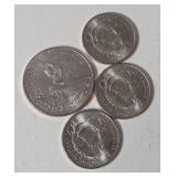 1 -2026D Semi quincentennial "Enduring Liberty" Half Dollar / 3- 2026 US Quarters commemorating the 250th Anniversary of the signing of the Mayflower Compact - AU