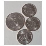 1 -2026D Semi quincentennial "Enduring Liberty" Half Dollar / 3- 2026 US Quarters commemorating the 250th Anniversary of the signing of the Mayflower Compact - AU