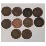 10 Indian Head Pennies - 1907