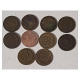10 Indian Head Pennies - 1907