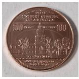1 AVDP Oz. Copper Bullion Round designed to look like a US $100 banknote featuring Benjamin Franklin. Material 99.9% pure solid copper -BU
