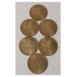 5 - 1961 Dakota Territory Centennial medal specifically a commemorative trade token and 1 -Kandiyohi County Centennial Commemorative Medal from 1970