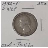 1932P Quarter - Silver - USA-Toning