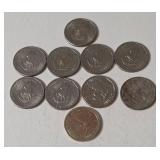 9-SBA One Dollar Coins; 1-Sacagwea One Dollar Coin