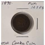 USA 1890 Combo Coin. Multi denomination 1 cent or 5 cent.