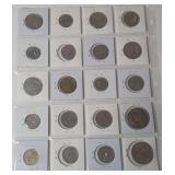 Sheet of Foreign Coins - High Relief -20 Coins