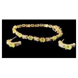 Green Peridot Bracelet and Earring Set - .925