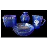 Collection of Cobalt Blue Depression Glass