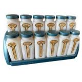 Vintage Griffith's Laboratories Milk Glass Spice Jars on Stand