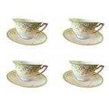 Set of 4 Meito China Cups and Saucers