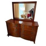 Mid Century Mahogany Dresser & Mirror