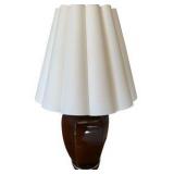 Brown Ceramic Lamp with Wavy Lamp Shade
