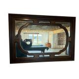 Mid Century Style Wooden Wall Mirror