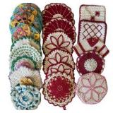 Assortment of Vintage Crochet Pot Holders & Doilies