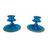 Fostoria Electric Blue Candle Holders