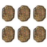 Set of 6 Vintage Elite Metal Trays