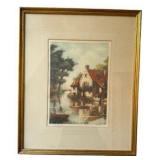 'Island in France' Vintage Framed Etching - Signed by Florence