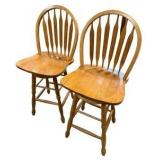 Pair of Oak Kitchen Bar Stools
