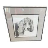Framed Beagle Pencil Sketch