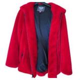 Vince Camuto Red Faux Fur Hooded Jacket - Size M
