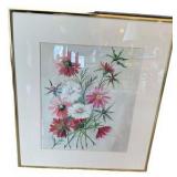 Beautiful Pink & White Floral Framed Watercolor