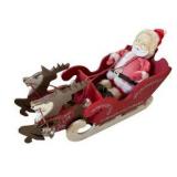 Wooden Christmas Sleigh With Vintage Santa