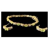 Green Peridot Bracelet and Earring Set - .925