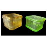 Vintage Refrigerator Dishes - Uranium & Amber Glass