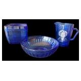 Collection of Cobalt Blue Depression Glass