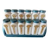 Vintage Griffith's Laboratories Milk Glass Spice Jars on Stand