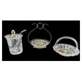 Vintage Condiment Dish, Condiment Jar & Small Glass Basket