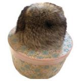 Racoon Fur Hat & Vintage Hat Box