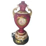 Vintage Pink, White & Gold Porcelain Table Lamp - 32'
