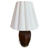 Brown Ceramic Lamp with Wavy Lamp Shade