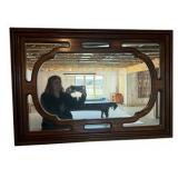 Mid Century Style Wooden Wall Mirror