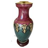 Burgundy and Green Painted Porcelain Table Lamp