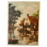 'Island in France' Vintage Framed Etching - Signed by Florence