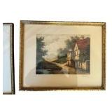 Two Vintage Colored Etchings