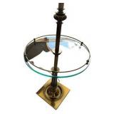 Vintage Floor Lamp with Built-In Glass Table Tray