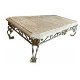 Stone Tile Top & Wrought Iron Coffee Table